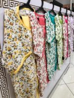 ست راحتی گلدار جلو دکمه/آستین کوتاه - Image 2