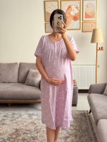 پیراهن بارداری شیردهی آستین کوتاه/مدل سارن/طرح پاپیون - Image 2