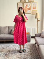 پیراهن بارداری شیردهی آستین کوتاه/مدل سارن/طرح پاپیون